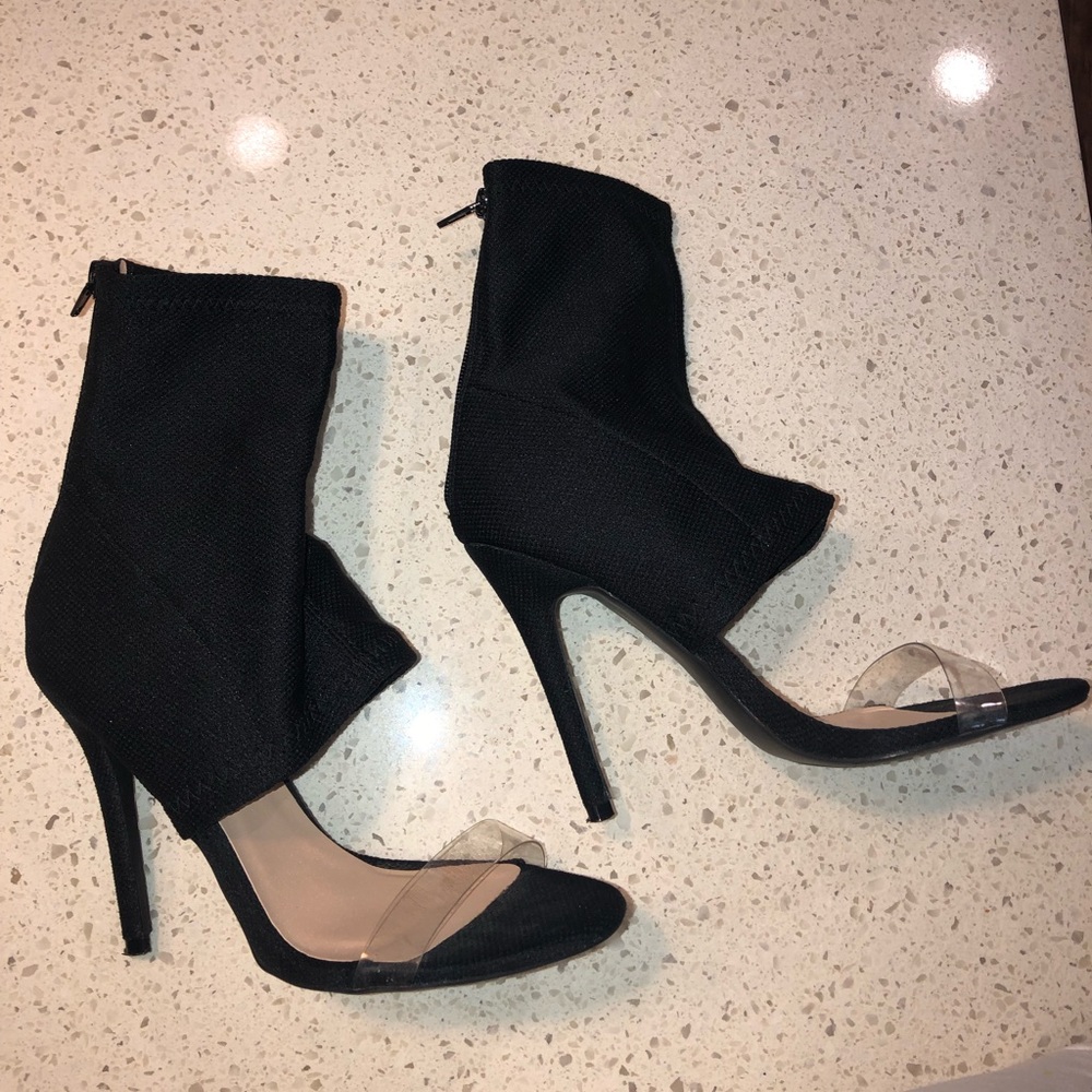 Black Clear Strap Heels